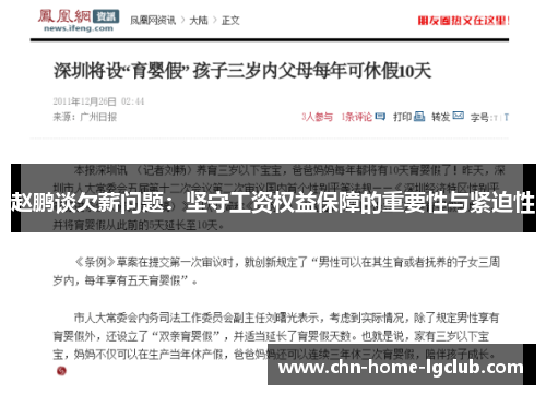 赵鹏谈欠薪问题：坚守工资权益保障的重要性与紧迫性