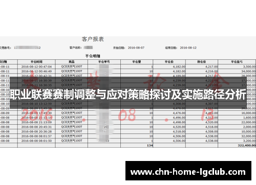 职业联赛赛制调整与应对策略探讨及实施路径分析